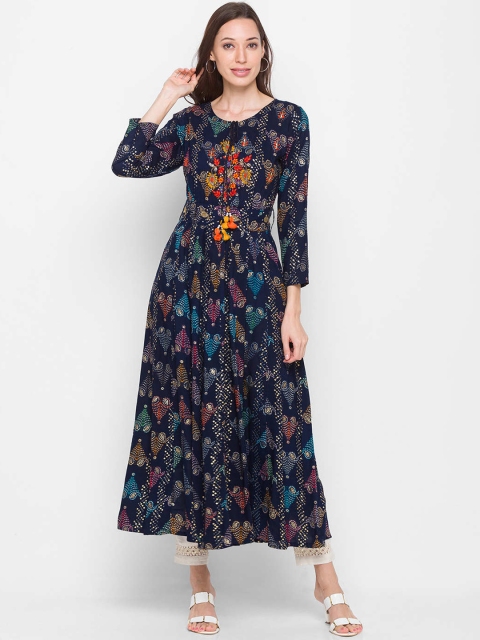 

ZOLA Women Navy Blue Flared Sleeves Anarkali Kurta