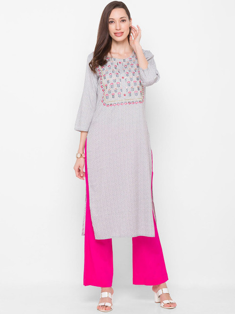 

ZOLA Women Grey Geometric Printed Kurta