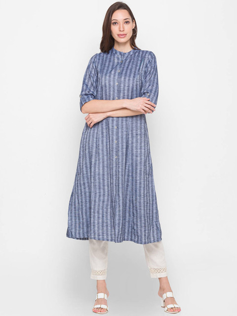 

ZOLA Women Blue Striped Kurta