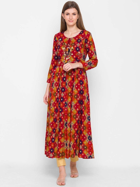 

ZOLA Women Red Printed Anarkali Kurta