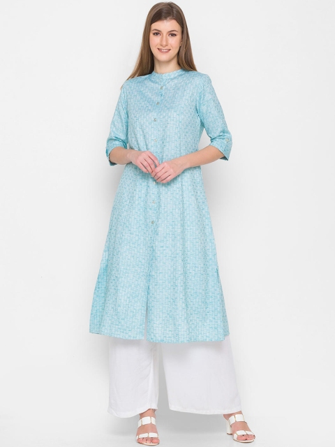 

ZOLA Women Blue Striped A-line Kurta
