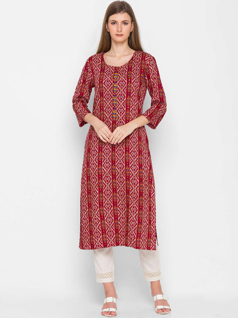 

ZOLA Women Maroon & crimson Embellished Flared Sleeves Anarkali Kurta