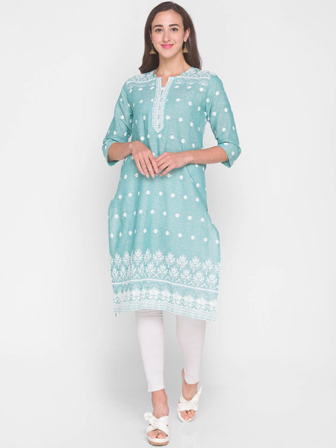 

ZOLA Women Blue Geometric Embroidered Kurta