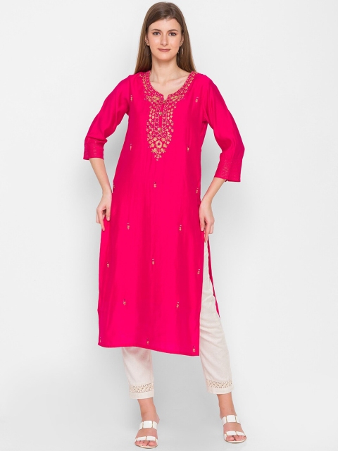 

ZOLA Women Red Ethnic Motifs Embroidered Thread Work Kurta