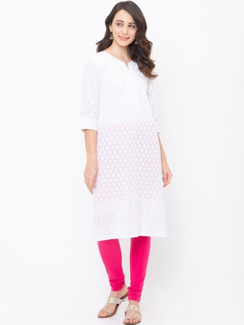 

ZOLA Women White Ethnic Motifs Embroidered Chikankari Kurta