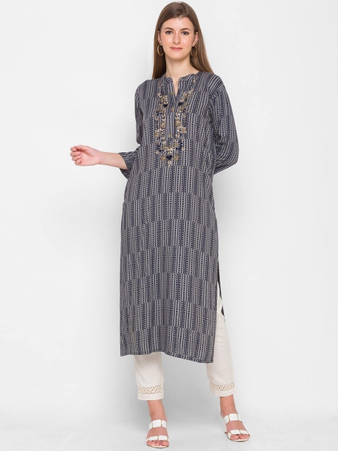

ZOLA Women Blue Striped Anarkali Kurta