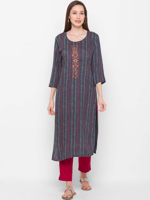 

ZOLA Women Blue & Multicoloured Floral Printed Kurta