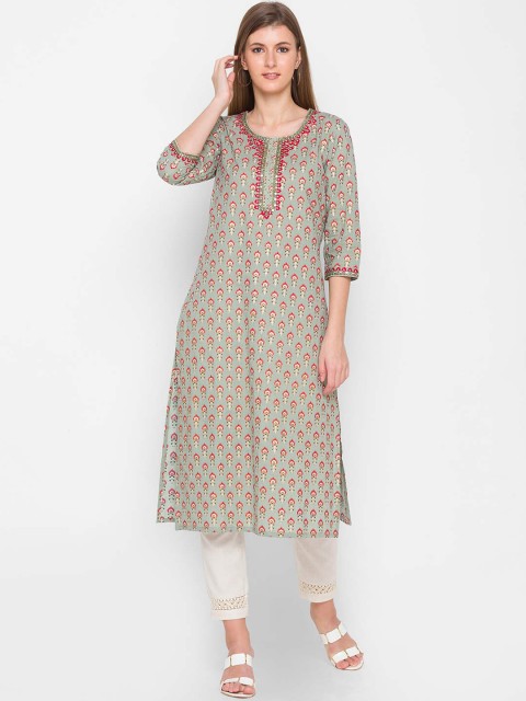 

ZOLA Woman Green Ethnic Motifs Printed Kurta