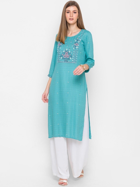 

ZOLA Women Blue Embroidered Yoke Design Kurta