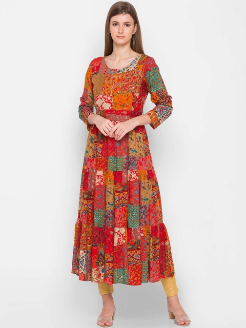 

ZOLA Women Red Embroidered Anarkali Kurta