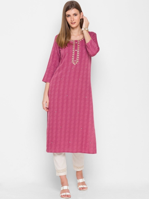 

ZOLA Woman Burgundy Embroidered Thread Work Kurta