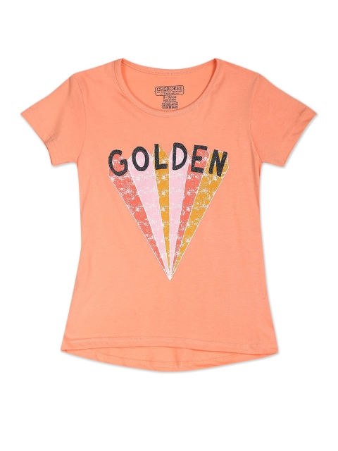 

Cherokee Girls Coral Typography Printed Cotton Regular Fit T-shirt