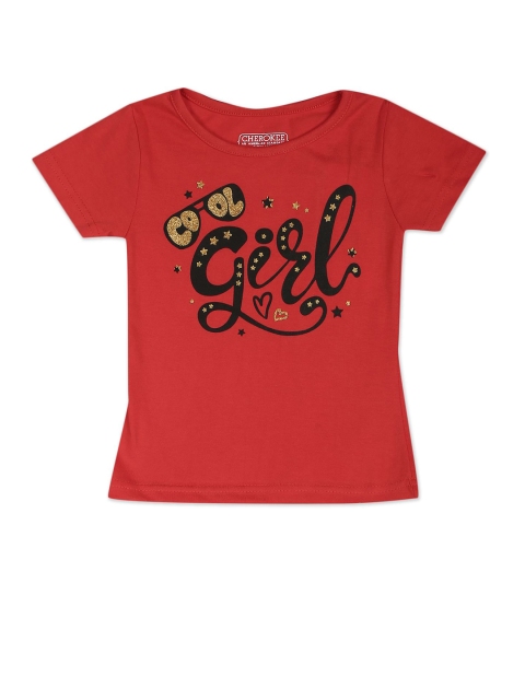 

Cherokee Girls Red Printed T-shirt