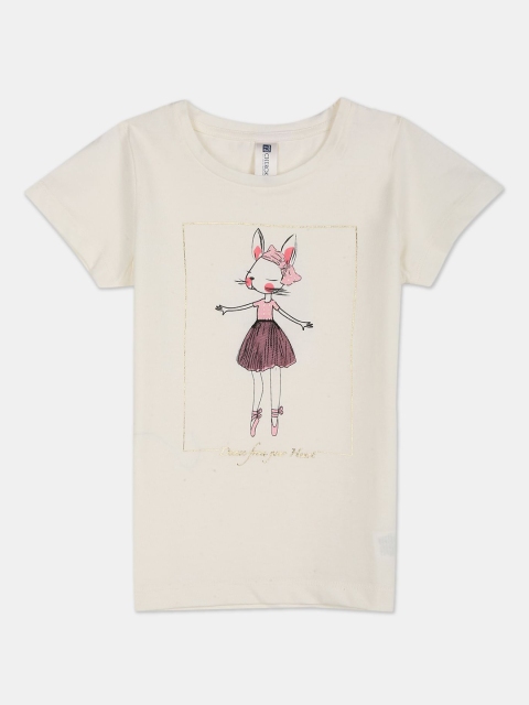 

Cherokee Girls Off White Printed Raw Edge T-shirt
