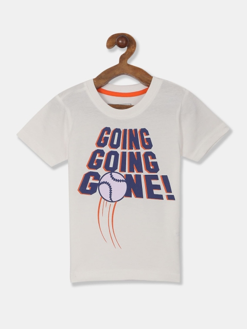 

Cherokee Boys Off White Typography Printed Cotton T-shirt