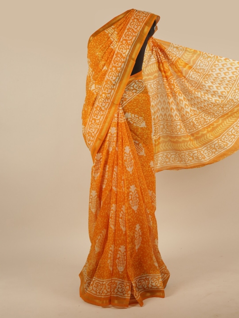 

Pothys Yellow & Cream-Coloured Ethnic Motifs Saree