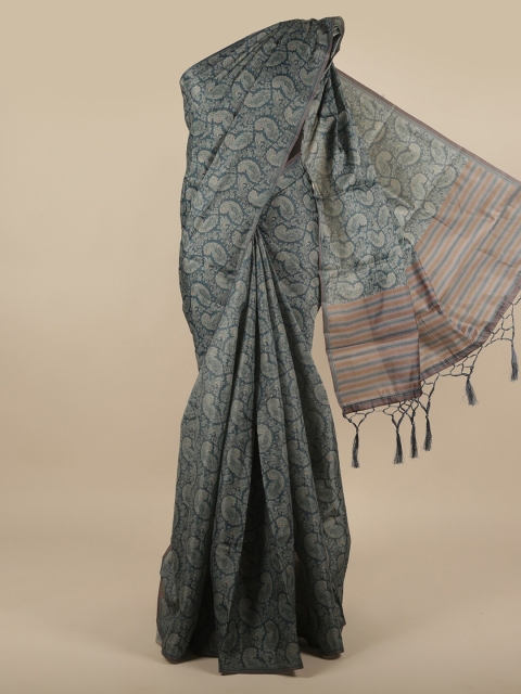 

Pothys Green Paisley Jute Silk Saree