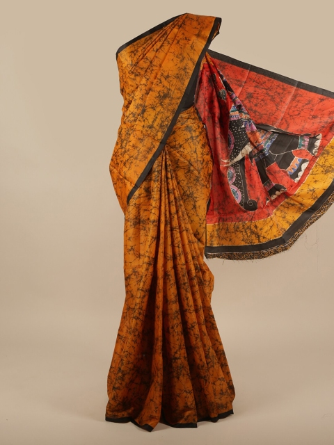 

Pothys Mustard & Black Jute Silk Saree
