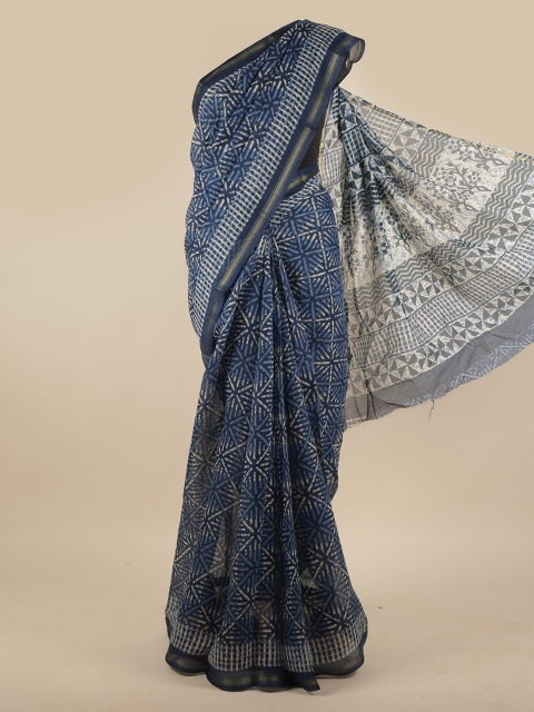 

Pothys Blue & Off White Zari Saree