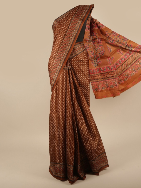 

Pothys Brown & Navy Blue Ethnic Motifs Jute Silk Saree