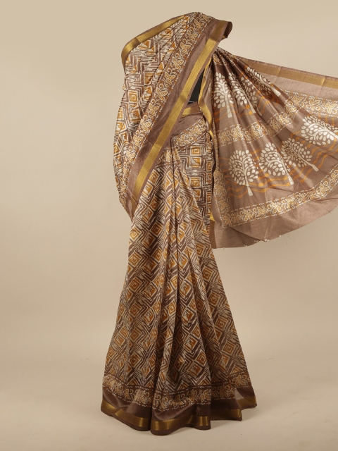 

Pothys Brown & White Zari Saree