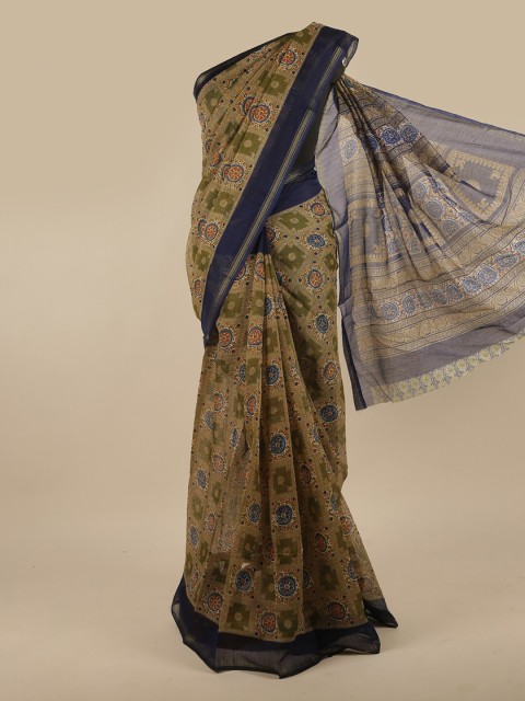 

Pothys Women Green Printed Cotton Blend Saree