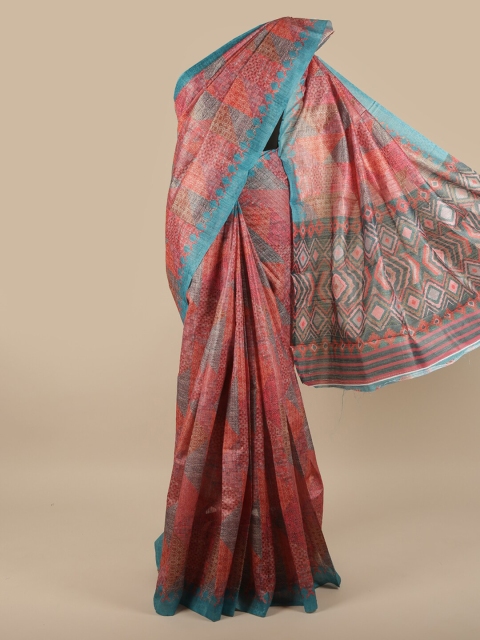 

Pothys Pink & Blue Ethnic Motifs Jute Silk Saree