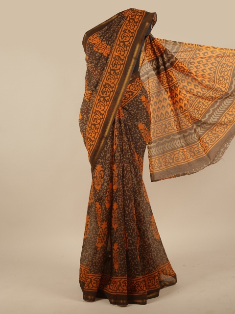 

Pothys Brown Ethnic Motifs Printed Cotton Blend Saree