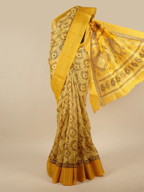 

Pothys Yellow Floral Printed Saree