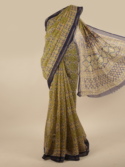 

Pothys Green & Blue Ethnic Motif Printed Cotton Blend Saree