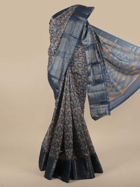

Pothys Grey & Blue Jute Silk Saree