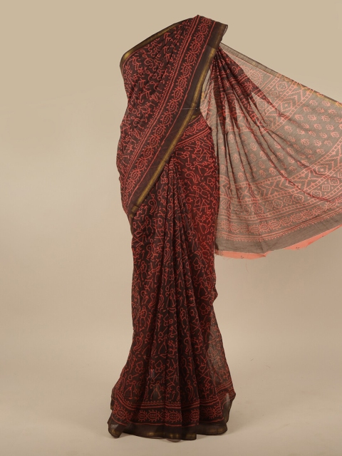 

Pothys Brown & Red Zari Saree