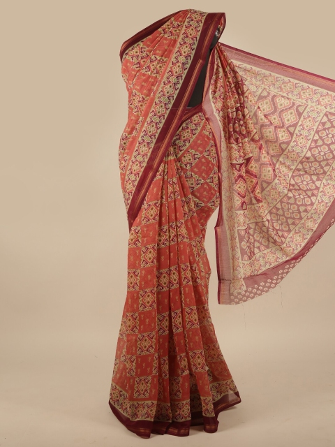 

Pothys Pink & Maroon Ethnic Motifs Printed Zari Saree