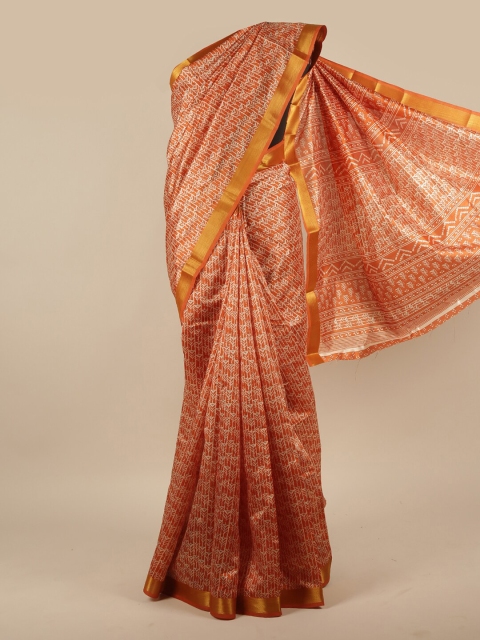 

Pothys Orange & White Zari Saree