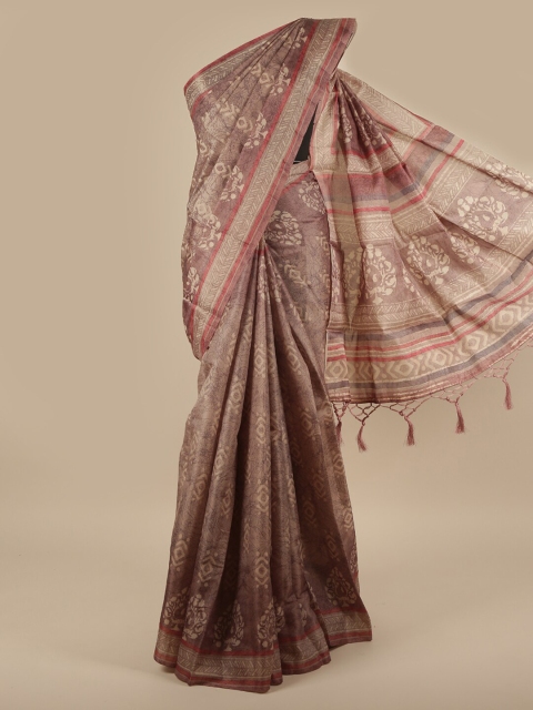 

Pothys Grey & Beige Ethnic Motifs Jute Silk Saree