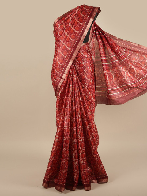 

Pothys Maroon Jute Silk Saree