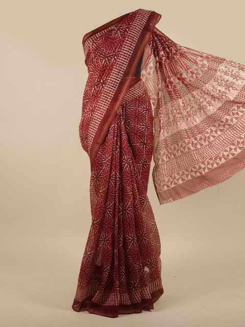 

Pothys Brown Abstract Printed Cotton Blend Saree