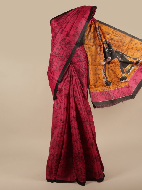 

Pothys Pink & Black Jute Silk Saree