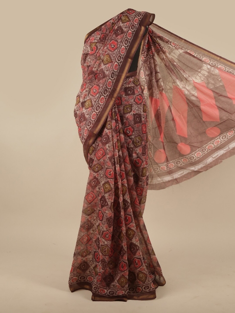 

Pothys Purple & Peach-Coloured Printed Saree