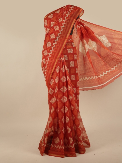 

Pothys Brown & Cream-Coloured Printed Zari Saree