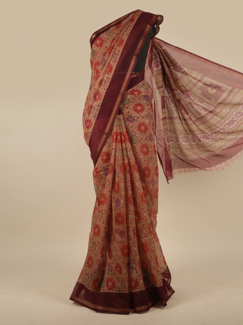 

Pothys Red & Purple Ethnic Motifs Zari Saree