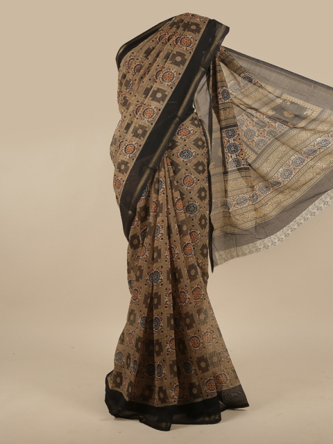

Pothys Grey & Black Printed Zari Saree