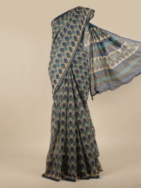 

Pothys Grey & Blue Printed Saree