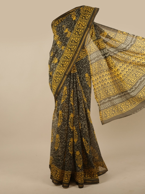 

Pothys Green & Yellow Ethnic Motifs Zari Saree