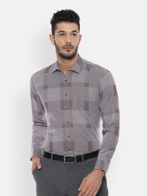 

Van Heusen Men Maroon Slim Fit Checked Pure Cotton Formal Shirt