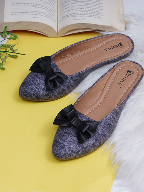 

Denill Women Grey Mules with Bows Flats