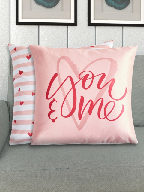 

Home Centre Pink & White Set of 2 Quirky Square Cushion Covers