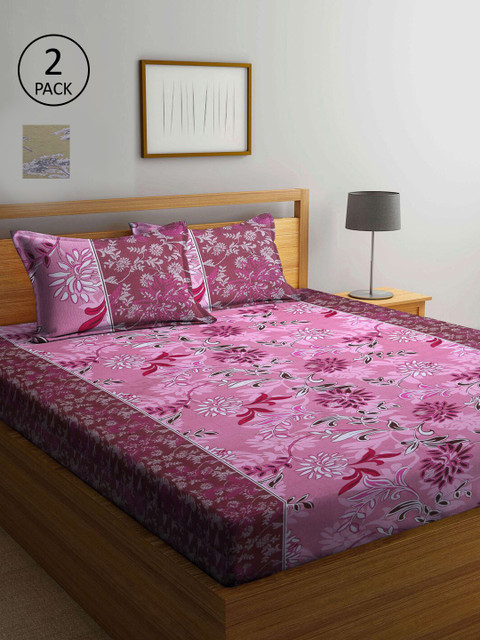 

KLOTTHE Multicoloured Floral 210 TC 2 Queen Bedsheet with 4 Pillow Covers, Multi