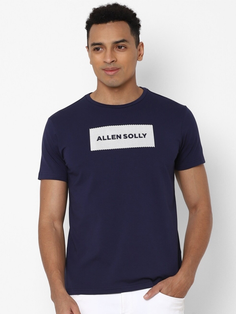 

Allen Solly Men Navy Blue & dark sapphire Typography Printed Applique T-shirt