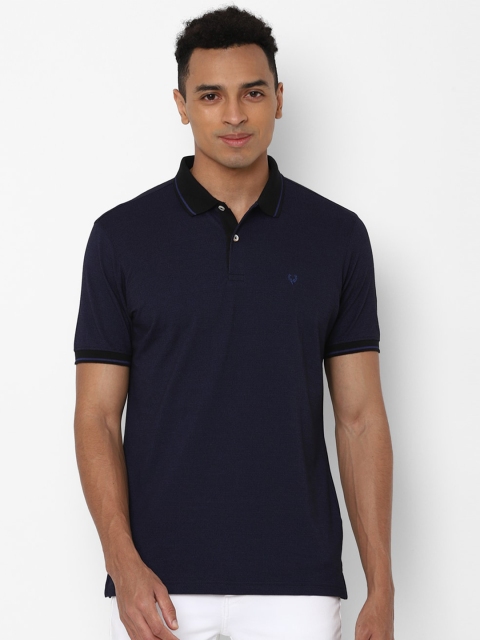 

Allen Solly Men Navy Blue Solid Polo Collar T-shirt